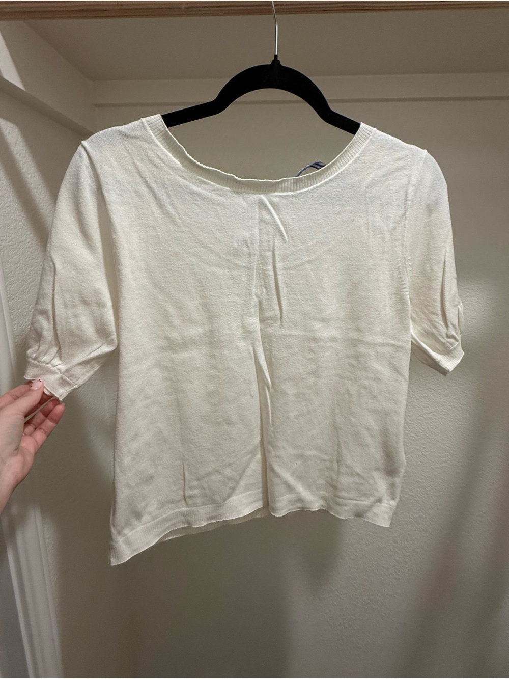 Jcrew factory Women's Cream Short Sleeve Knit Top